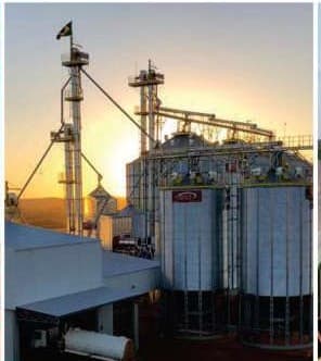 Silos elevados con estructura de transporte