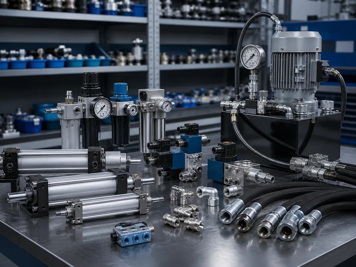 Componentes neumáticos e hidráulicos para equipos industriales