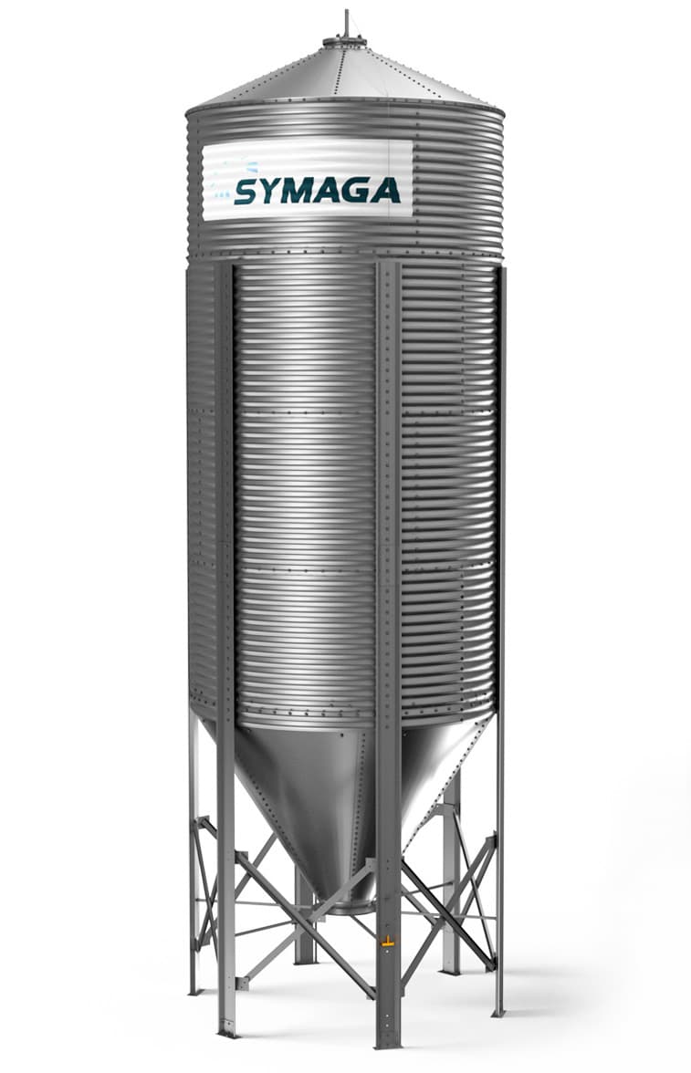 Silos Symaga para granja: ilustración de familia; dimensiones y configuración según referencia