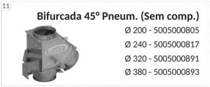 Bifurcación neumática 45° sin comp.