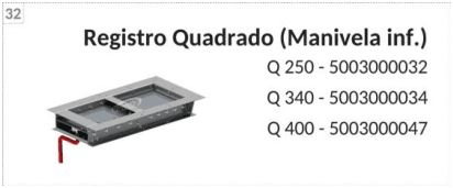 Registro cuadrado con manivela inferior