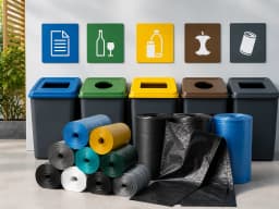 Bolsas, contenedores diferenciados y señalización para residuos