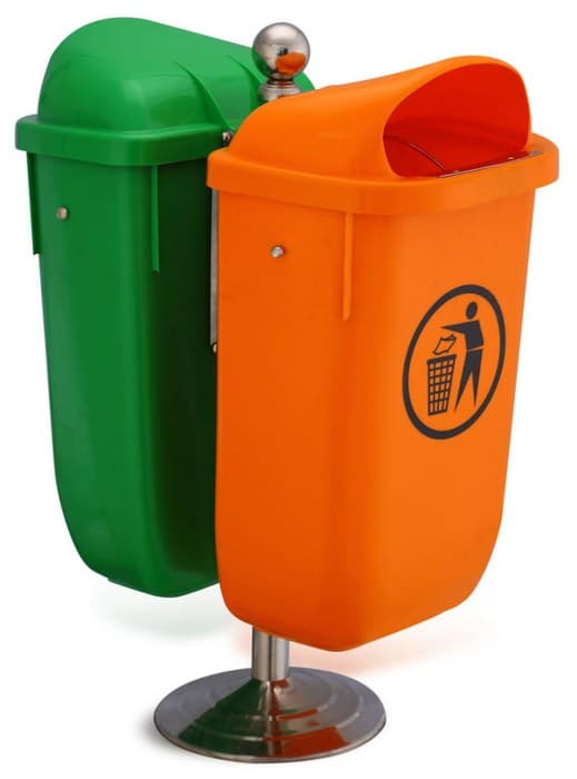 Papeleras Classic 50 verde y naranja con boca de sapo
