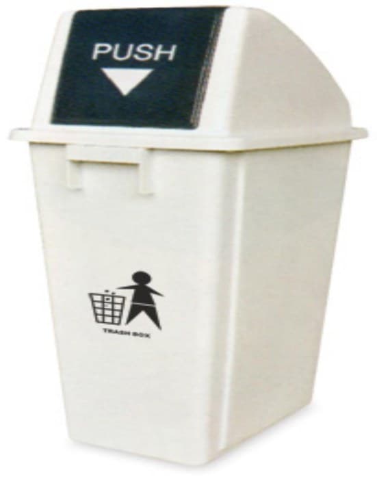Papelera rectangular de 60 litros con tapa superior abatible