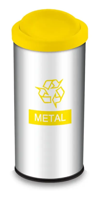 Papelera, inox, 40.5L, c/basculante amarillo