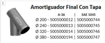 Imagen de catálogo de Amortiguador final con tapa