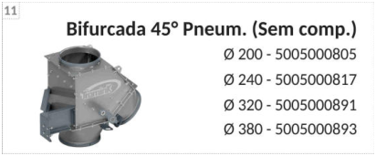 Imagen de catálogo de Bifurcación neumática 45° sin comp.