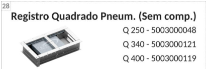 Imagen de catálogo de Registro cuadrado neumático sin comp.