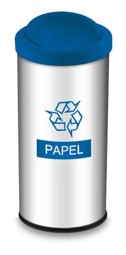 Papelera, inox, 40.5L, c/basculante azul